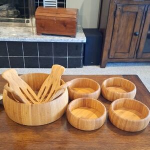 Bamboo Salad Bowl Set with Utensils